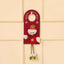 Festive Christmas door hanger with snowman design and scarf decorations on wooden door