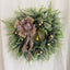 Spray white pine cone and needle Christmas wreath for holiday door decor