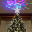 Silver star tree topper with glowing LED lights for Christmas tree