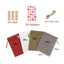 Set of 24 Christmas linen gift bags arranged for holiday gifting