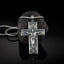 Jesus cross pendant necklace on silver chain close-up