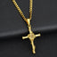 Jesus Christ cross pendant necklace on stainless steel chain with electroplated finish