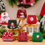 Six tinplate handbag candy box designs arranged for Christmas decor