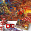 Festive Santa Claus winter scene puzzle for Christmas countdown on wooden table