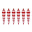 Six painted gourd ball Christmas ornaments arranged festively