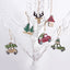 Natural wood grain with festive design on Christmas tree ornament