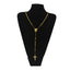 Jesus pendant stainless steel necklace with gold beads close up - Christian jewelry