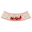 Christmas tree skirt with elk design in linen fabric displayed decoratively