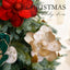 Champagne gold flannel Christmas flower ornament on display