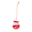 Red and white Christmas bell ornament hanging