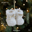 Festive Plush Christmas Boots Pendant in green on Christmas tree