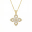 925 Sterling Silver floral cross pendant necklace featuring marquise and baguette crystals