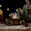 Christmas crystal ball ornament with music on festive display