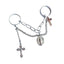 Vintage cross double finger ring with electroplated finish on display