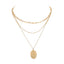 Jesus geometric pendant necklace with gold-tone finish on layered chains