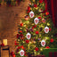 Clear fillable Christmas ornament balls arranged on a festive background