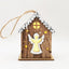 Handcrafted wooden Christmas craft pendant with angel design in warm wood tones