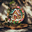 Festive gingerbread man and candy round wooden door sign for Christmas