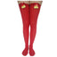 Christmas striped socks with red and white stripes and Santa Claus design