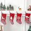 Hanging decorative Christmas stocking with festive patterns