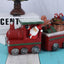 Gingerbread train Christmas decoration on festive background