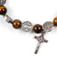 Saint Benedict Tiger Eye Rosary Bracelet featuring tiger eye beads and crucifix for Catholic faith devotion
