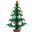 Hand-painted wood Christmas tree desktop decoration in red and green for Christian holiday decor