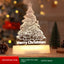 3D acrylic LED night light lamp glowing softly in a dark room for Christmas decor