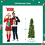 Prelighted pencil Christmas tree with warm white lights and 571 branch tips for a slim corner display
