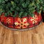 Plaid snowflake Christmas tree skirt displayed flat with festive winter ambiance
