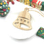 Set of 6 hand-carved birch wood Christmas pendant ornaments displayed together with angel, elk, and snowflake designs