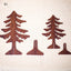 Carved wooden Christmas tree ornament with intricate insert design on wooden surface