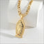 Gold Jesus pendant necklace on chain close-up view