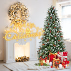 Green Christmas tree with red berry ornaments for Christian households