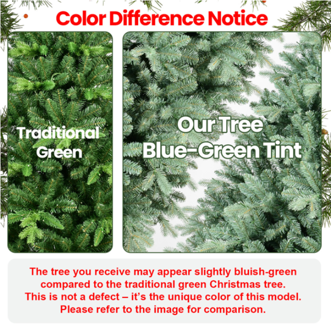 Blue green tinted artificial Christmas tree in living room setting - Holiday Decor Main image