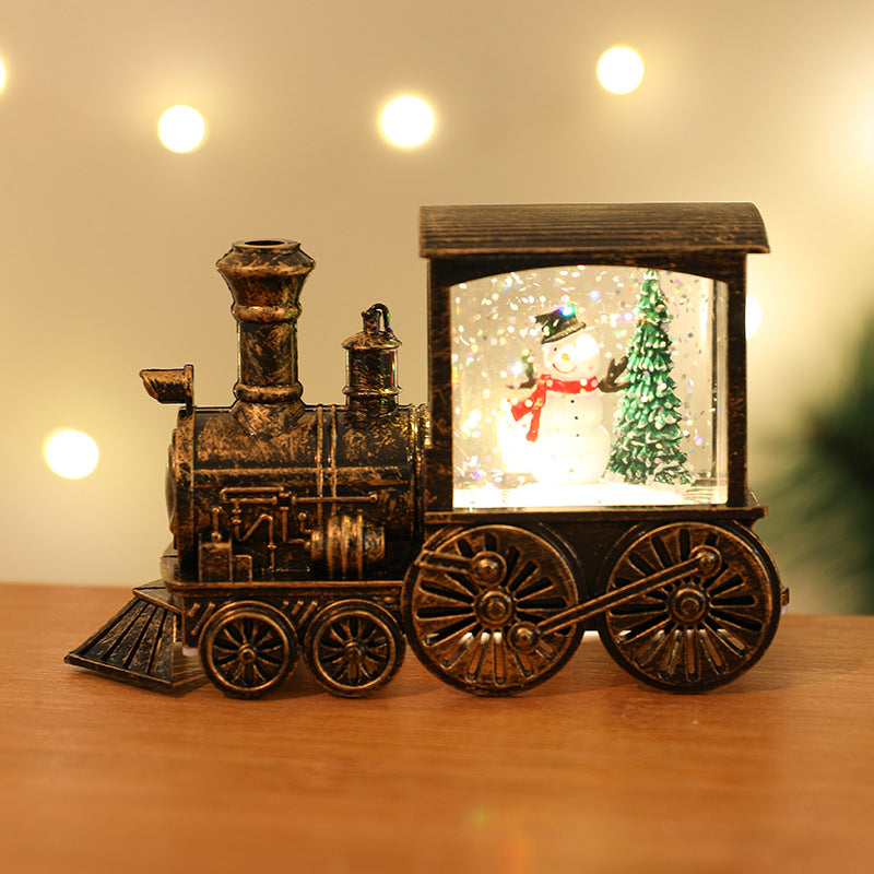 Gold brushed train decoration for Christmas mantle display