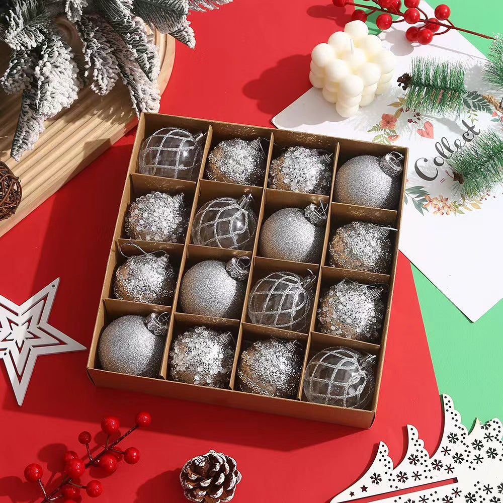 Set of colorful Christmas ornament balls display