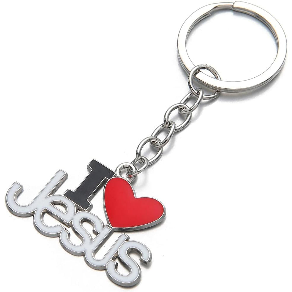 Jesus cross keychain set with 2 metal pendant keyrings featuring religious cross design and spiritual keyring holder Main image
