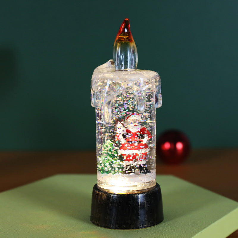 Crystal Christmas tree ornament with warm candle ambiance