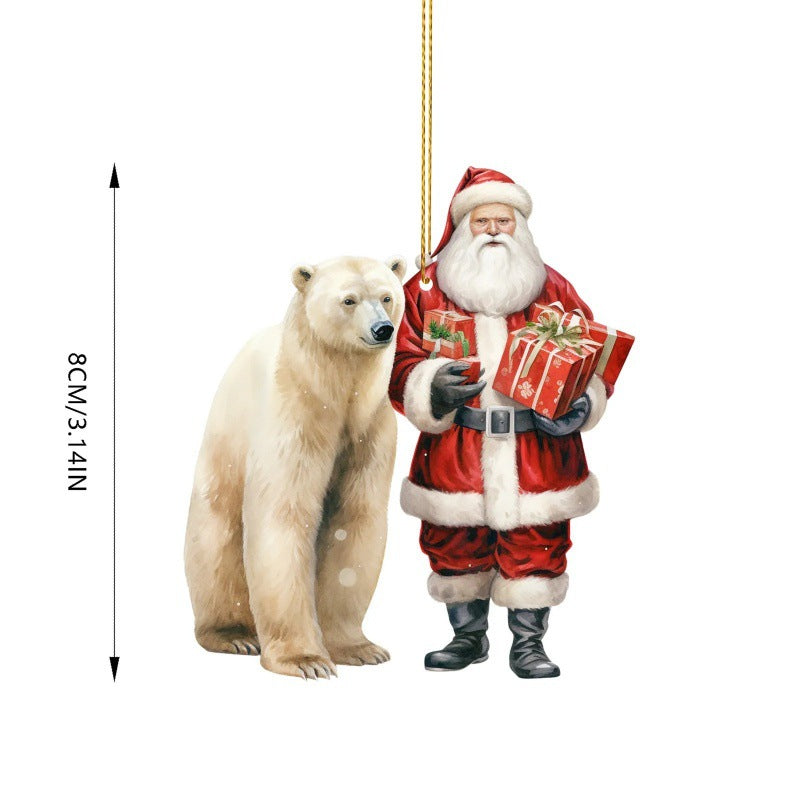 Cartoon polar bear pendant in winter scene