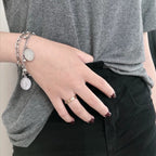 close up of the double layer chain links and pendant