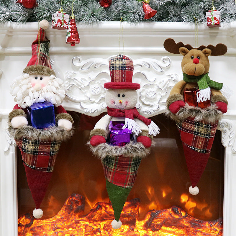 Handcrafted Christmas gift bag with holiday ornament styling