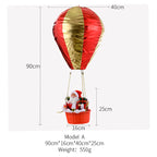 Whimsical Christmas ornament with Santa in hot air balloon for ceiling or tree display