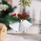 Festive holiday pendant featuring woodland pine cone and bell motif