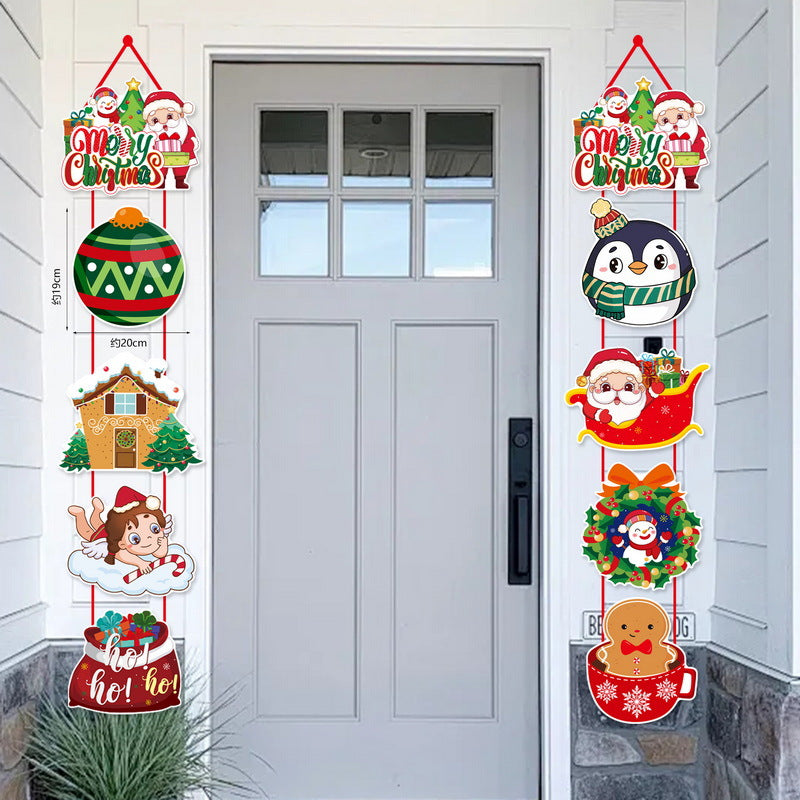 Cartoon Christmas scene decoration for door display