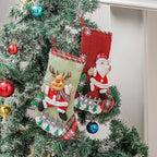 Linen Christmas tree gift bag ornament with festive American style design