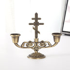 Elegant double cross style candle holder for Christian home decor