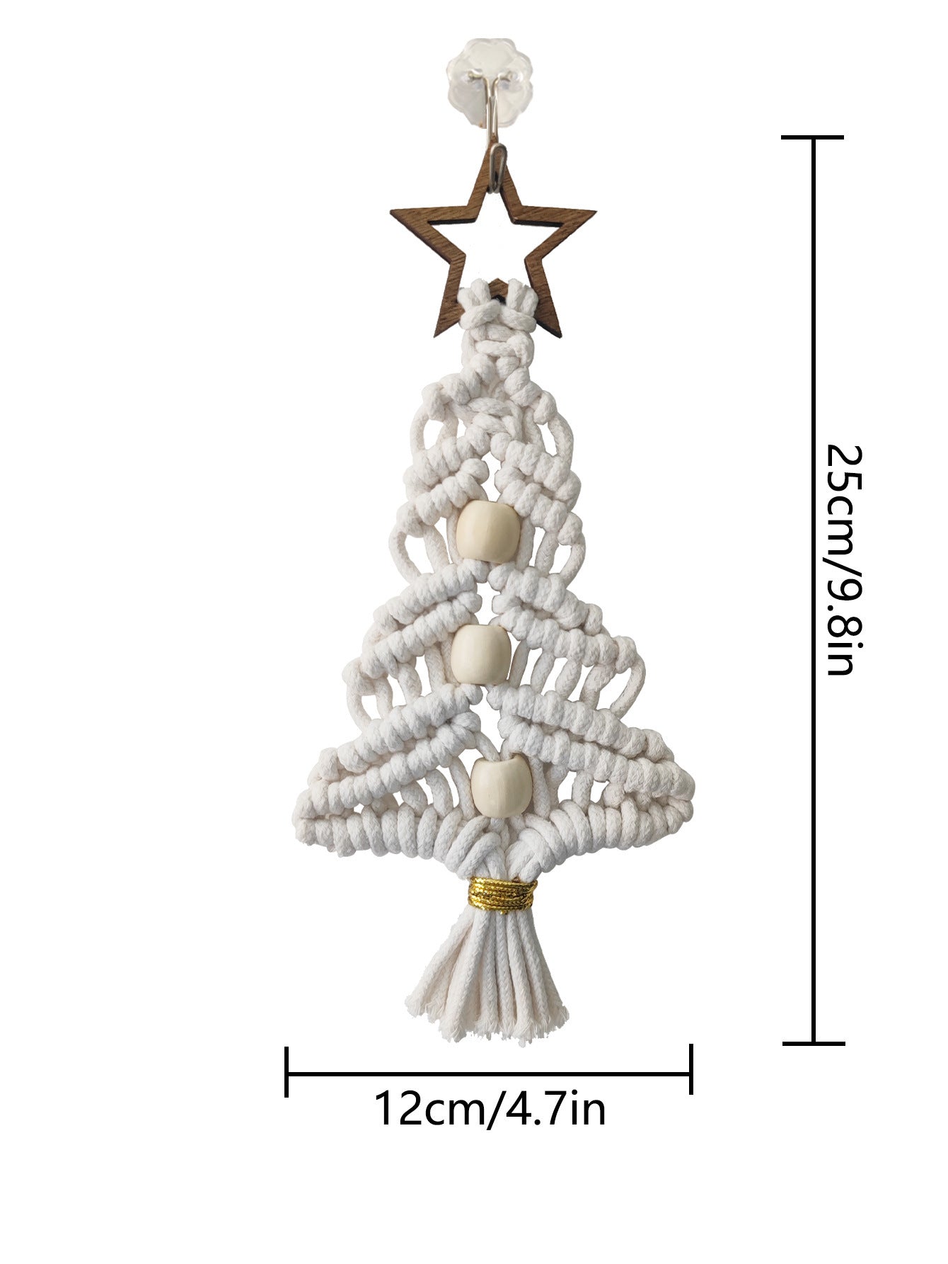 Hand-woven cotton Christmas ornament in elegant silver color
