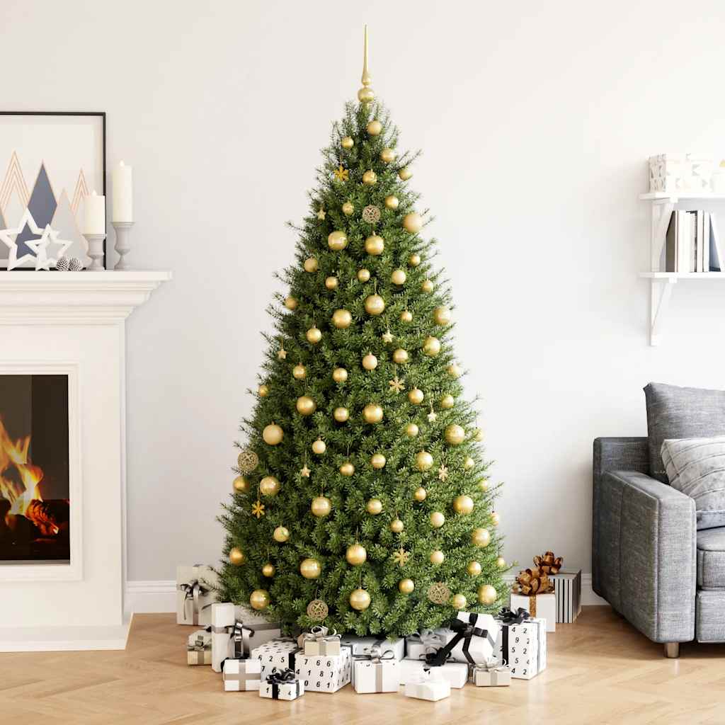 Golden Christmas bauble set displayed festively