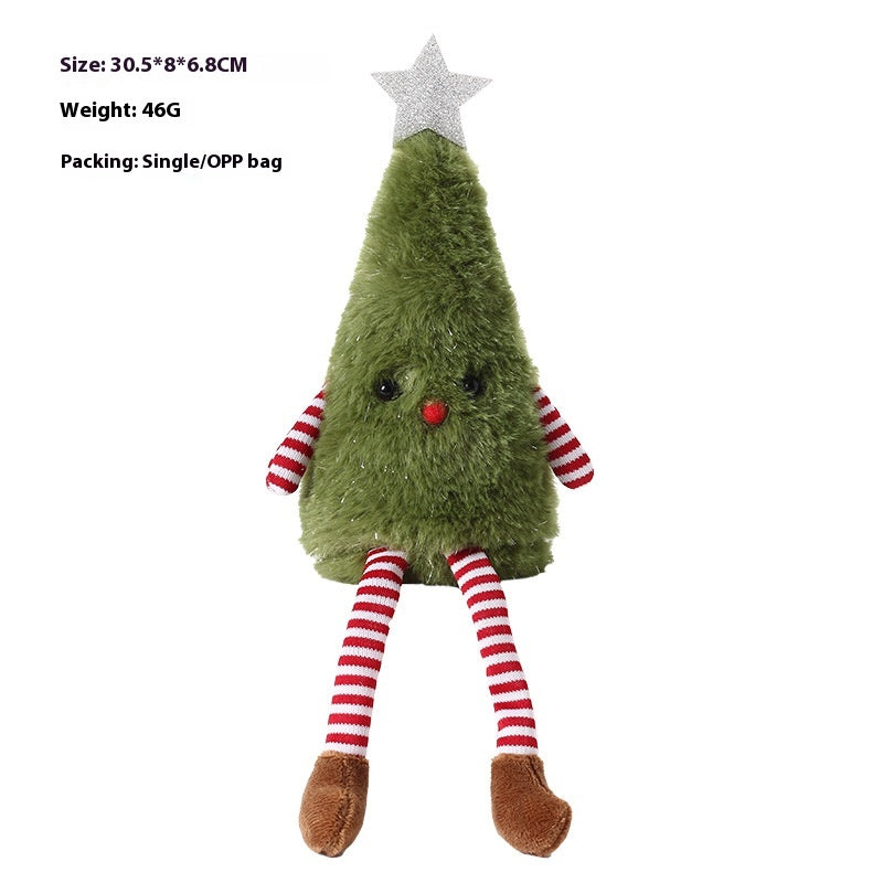 Charming fabric plush doll Christmas ornament adding whimsy to holiday decorations